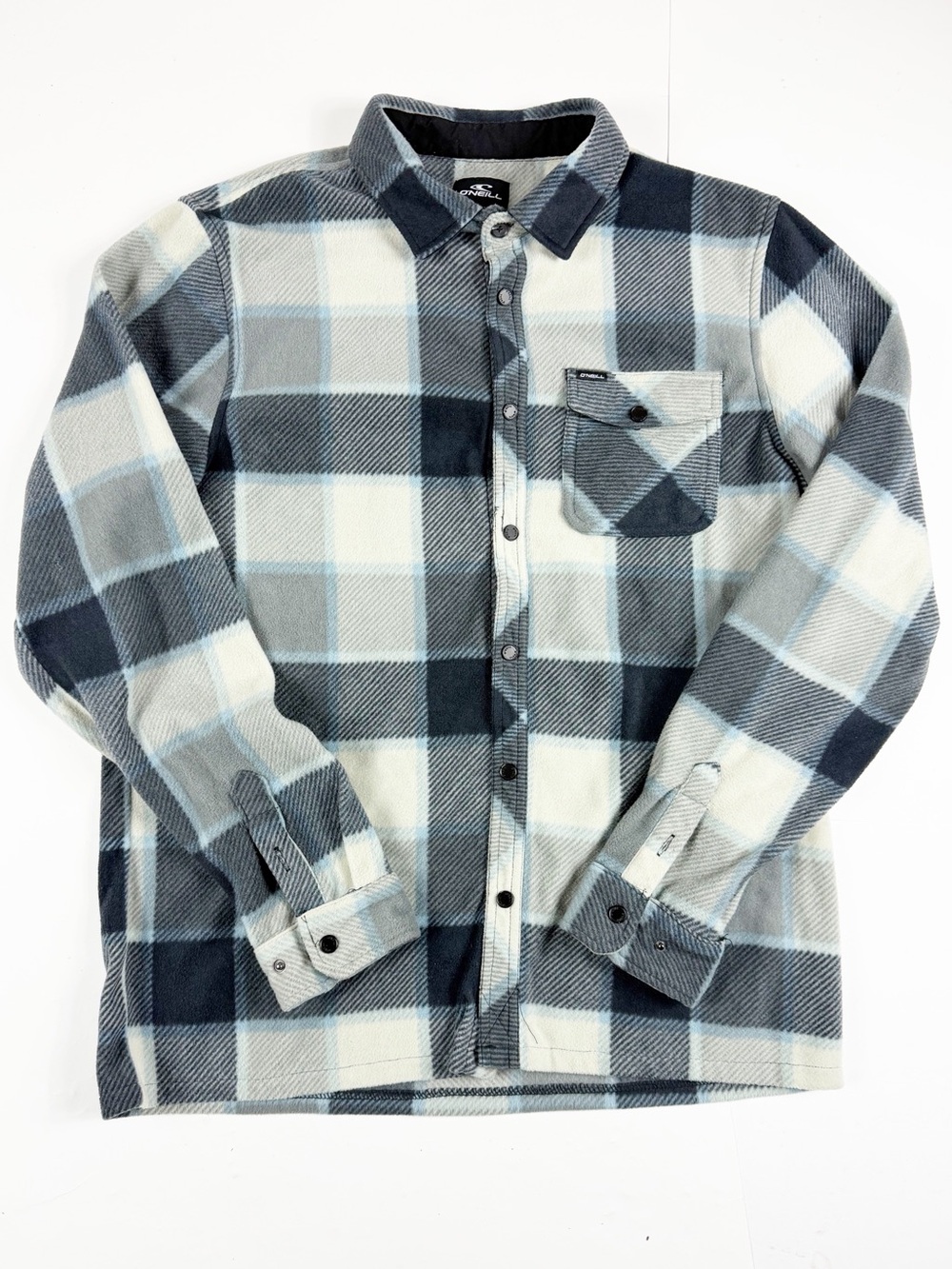 O’Neil Men's Plaid Flannel Shirt Jacket - Gray & White